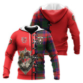 Riddell Tartan Hoodie - Lion Rampant And Celtic Thistle Style